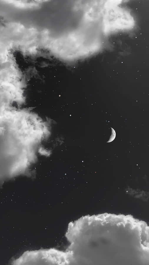 Black And White Cloud Night Sky Wallpaper
