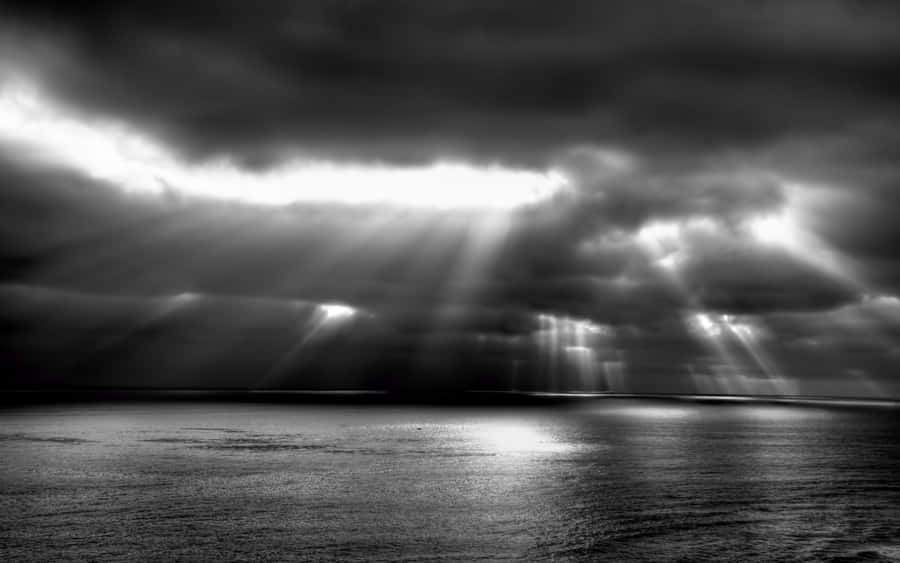 Black And White Cloud Streaks Of Light Wallpaper