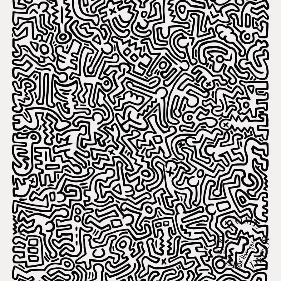 Black And White Graffiti Keith Haring Seamless Wallpaper