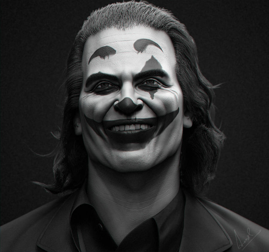 Black And White Joker Joaquin Phoenix Art Wallpaper