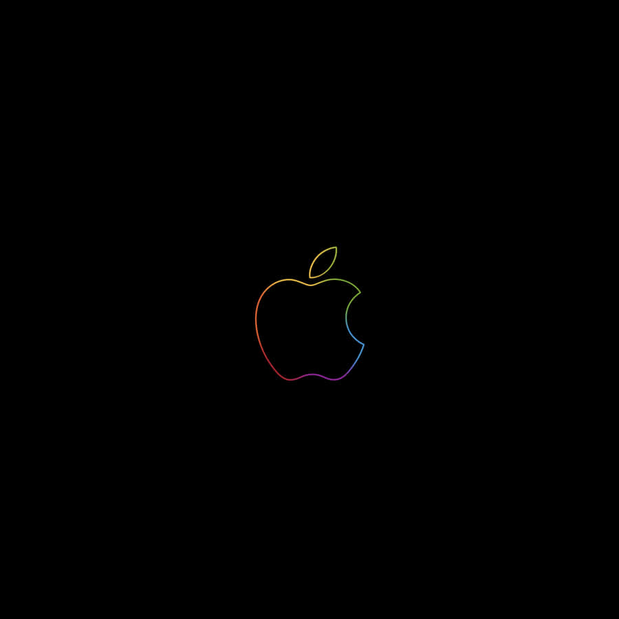 Black Apple Logo With Vibrant Outline Wallpaper