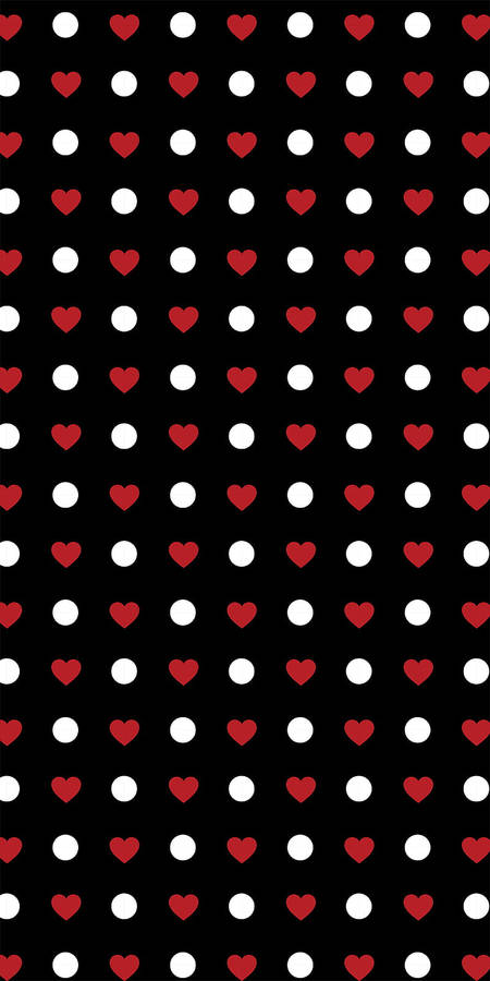 Black Dot Iphone Red Hearts Wallpaper