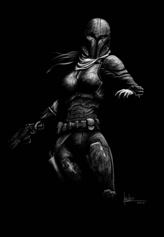 Black Mandalorian Woman Art Wallpaper