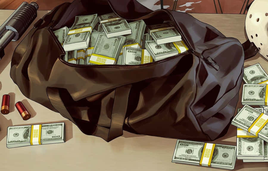 Black Money Bag Illustration Wallpaper