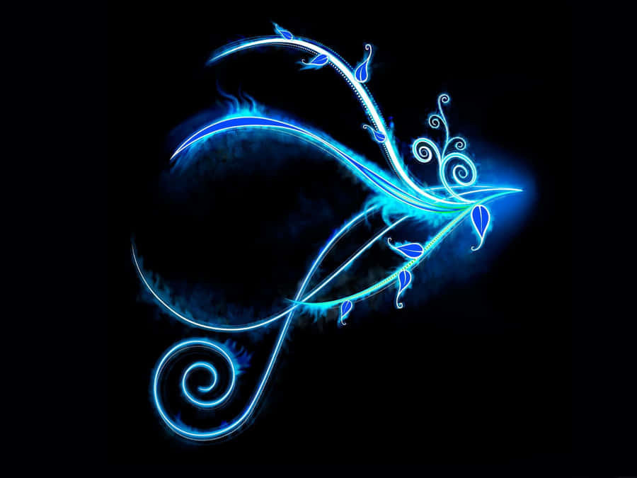 Black Neon Blue Hd Swirl Art Wallpaper