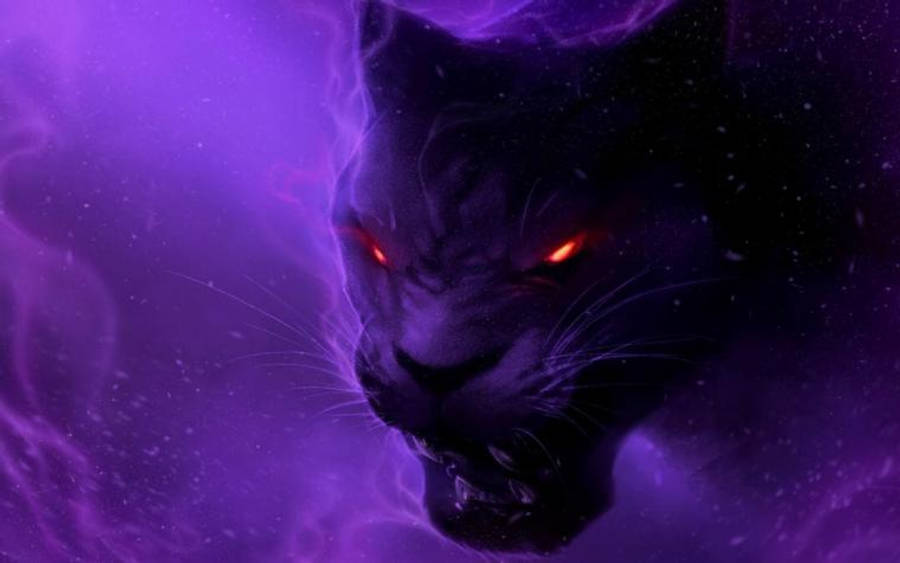 Black Panther Animal Purple Wallpaper