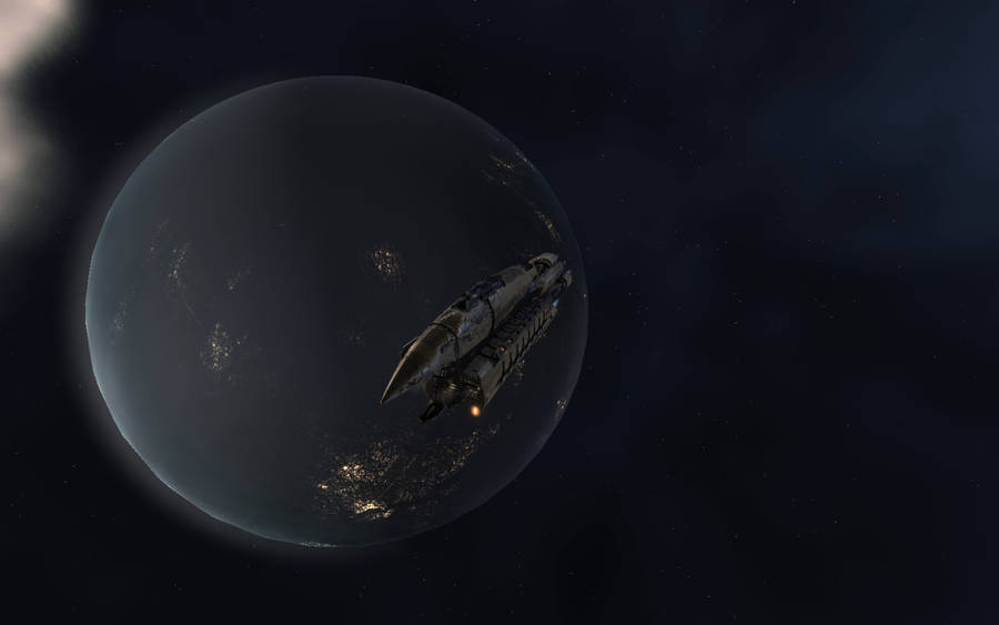 Black Planet And Spaceship Wallpaper