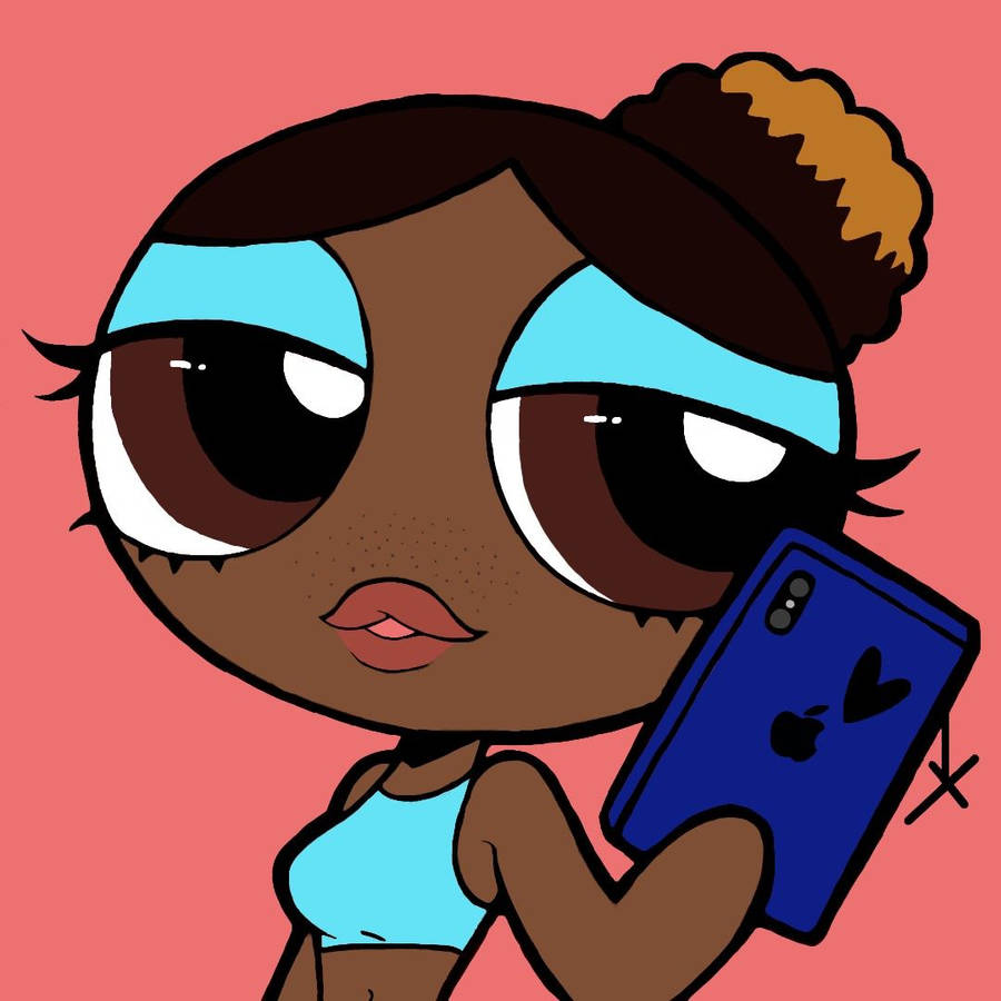 Black Powerpuff Girls With Blue Phone Wallpaper