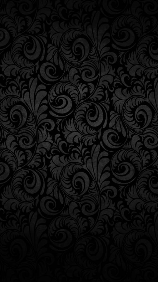 Black Spiral Leaves Design Phone Wallpaper