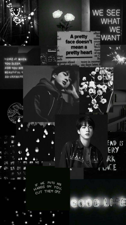 Black-themed Bts Jin Aesthetic Wallpaper