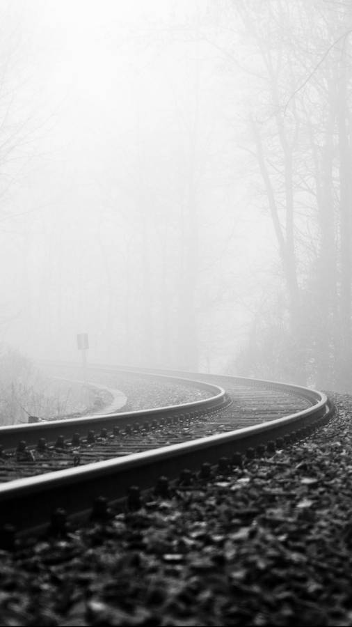 Black White Iphone Train Tracks Wallpaper