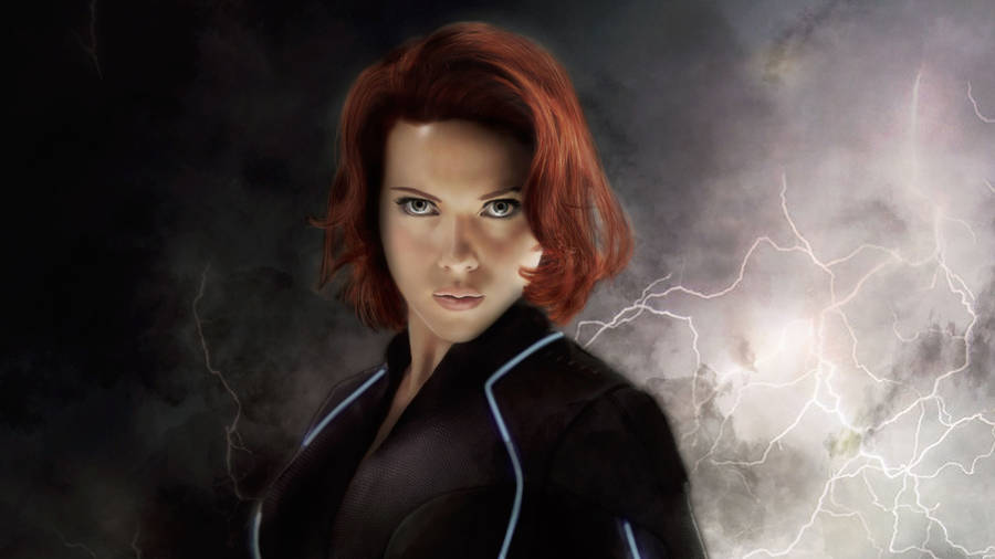 Black Widow With Lightning Effects 4k Wallpaper