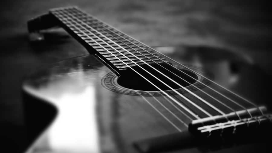 Blackand White Acoustic Guitar Wallpaper