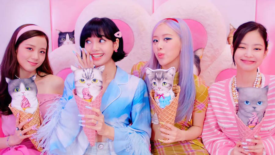 Blackpink Cute Ice Cream Music Video Shoot Wallpaper