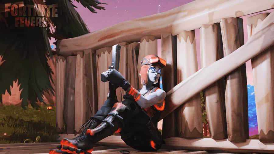 Blaze Fortnite Outfit Taking Cover Wallpaper
