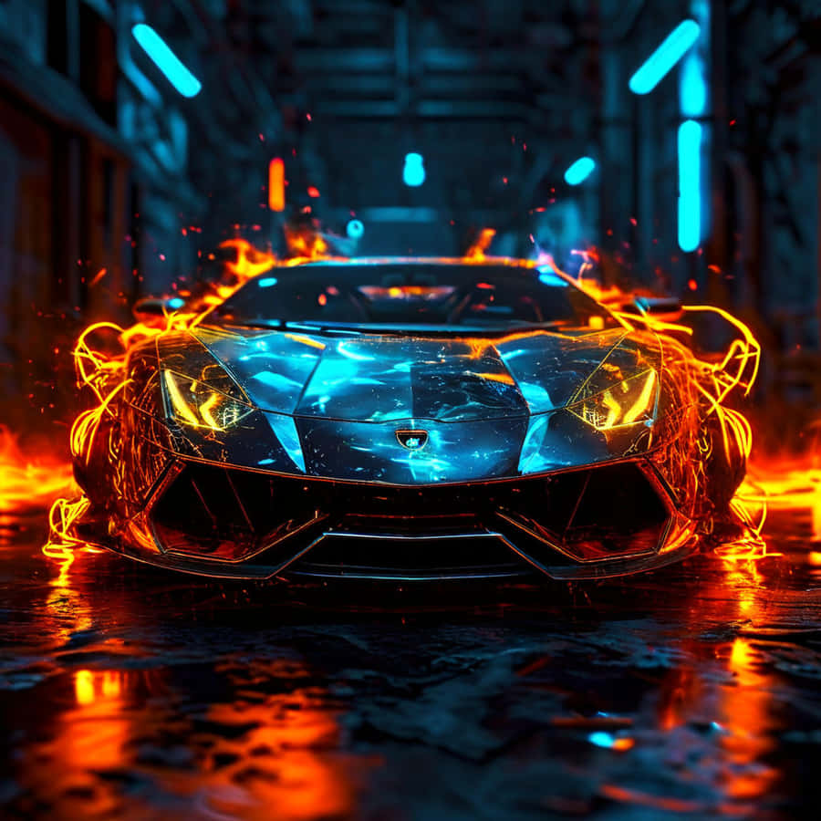 Blazing Lamborghini Aventador Artwork Wallpaper