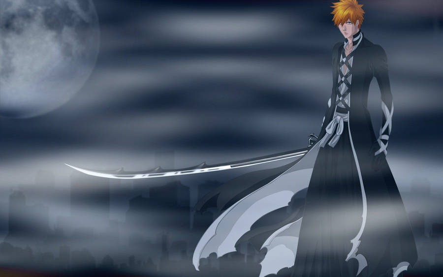 Bleach Ichigo Foggy Moon Wallpaper