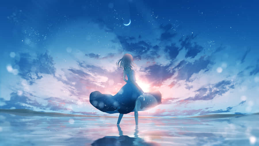 Blue Aesthetic Anime Girl For Girls Wallpaper