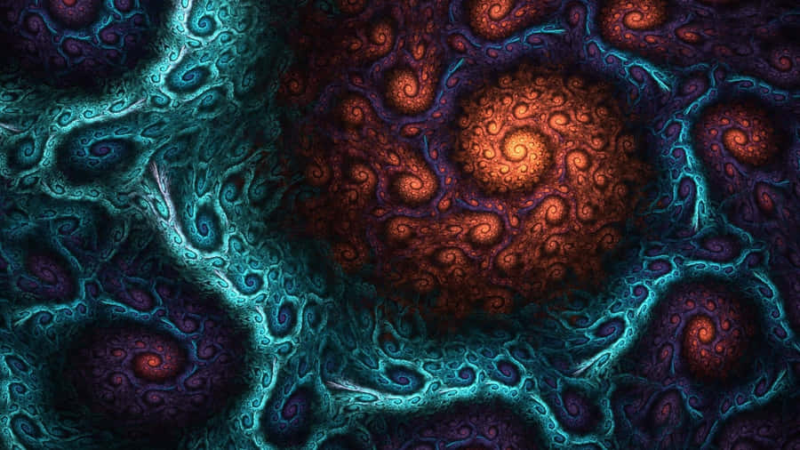 Blue And Golden Swirl Fractals Wallpaper