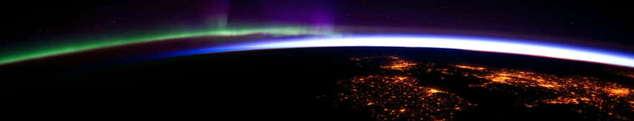 Blue And Green Planet Dark Triple Monitor Wallpaper