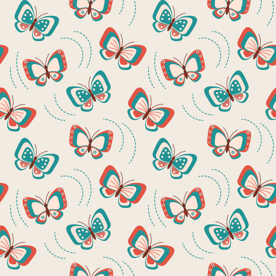 Blue And Orange Pastel Butterflies Wallpaper