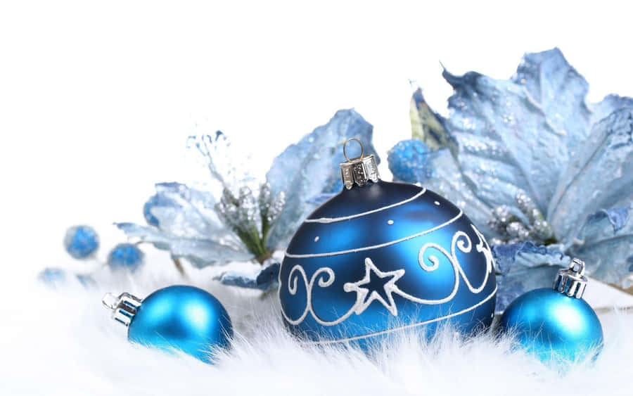 Blue Christmas Balls Wallpaper