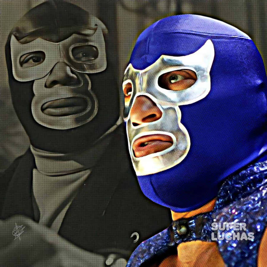 Blue Demon, The Legendary Masked Wrestler Taking Center Stage In The Wrestling Arena Wallpaper