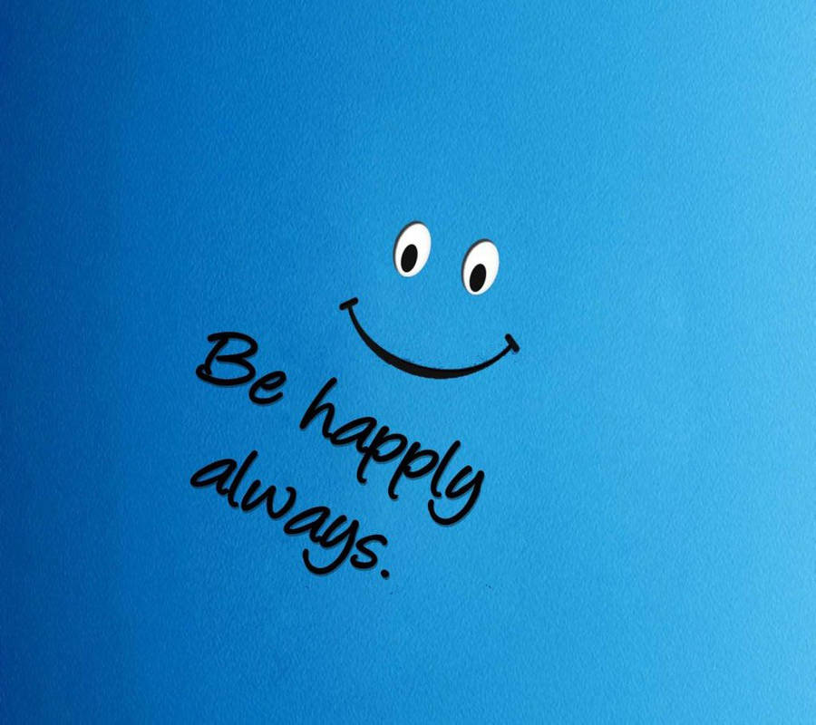 Blue Happy Text Wallpaper