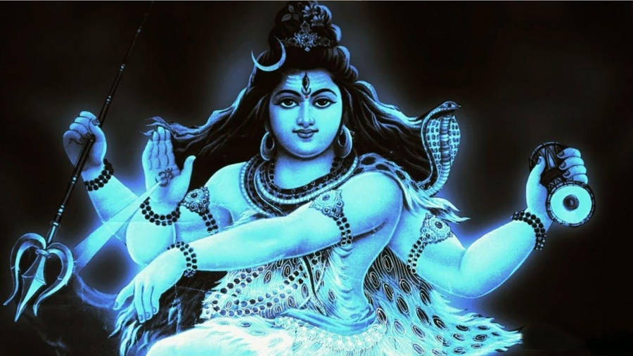 Blue Mahadev Rudra Avatar Desktop Wallpaper