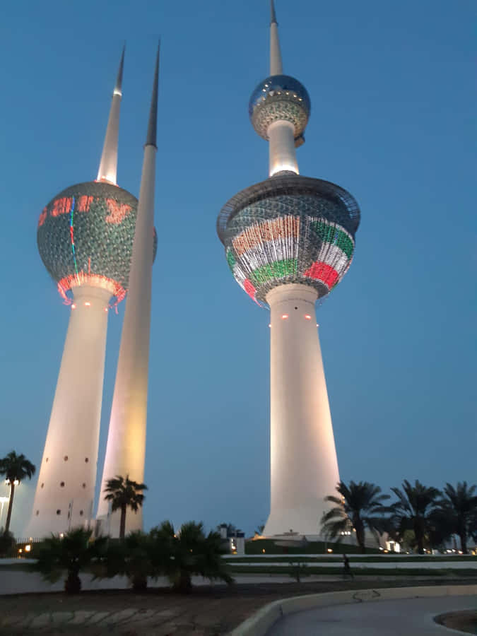 Blue Sky Behind The Kuwait Towers Wallpaper