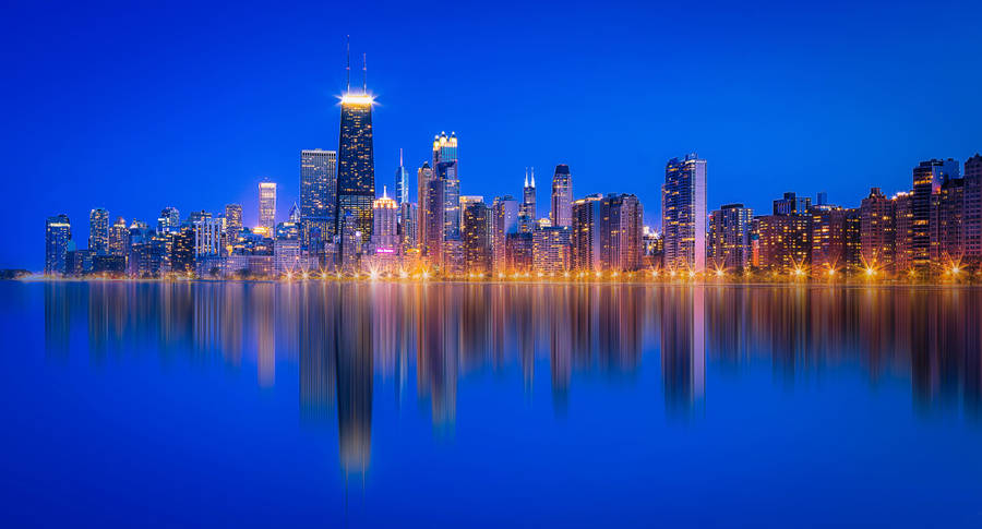 Blue Skyline City View Wallpaper