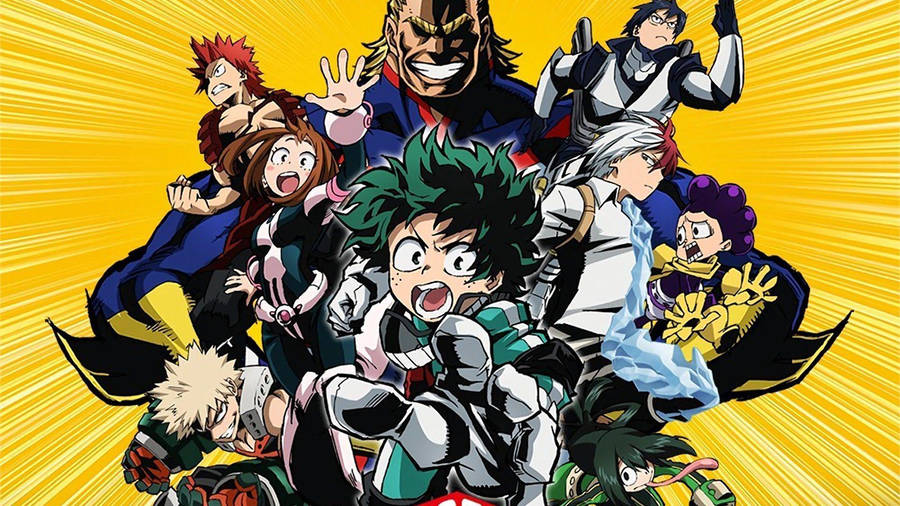 Bnha Ready-to-fight Heroes Wallpaper