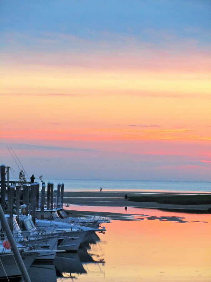 Boats Pier New England Summer Wallpaper