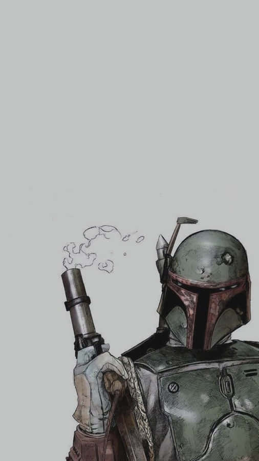 Boba Fett On Grey The Mandalorian Iphone Wallpaper