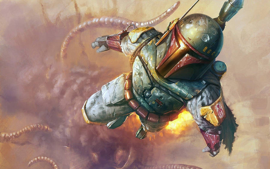 Boba Fett Plummets Towards The Sarlacc! Wallpaper