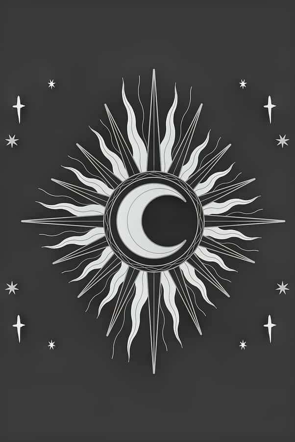 Bohemian Sun Moon Art Wallpaper
