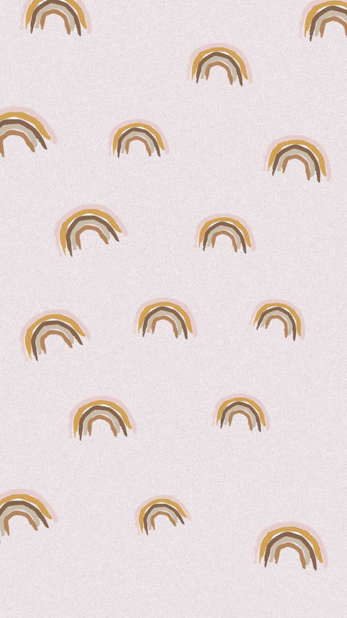 Boho Aesthetic Brown Rainbow Patterns Wallpaper