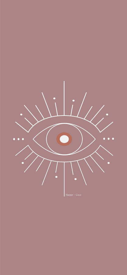 Boho Aesthetic Eye White Outline Wallpaper