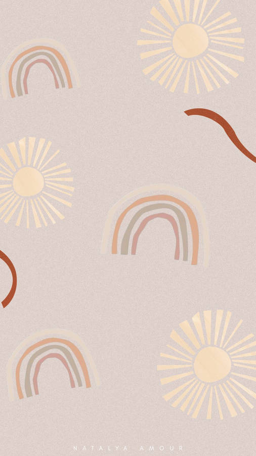 Boho Aesthetic Rainbows And Suns Wallpaper