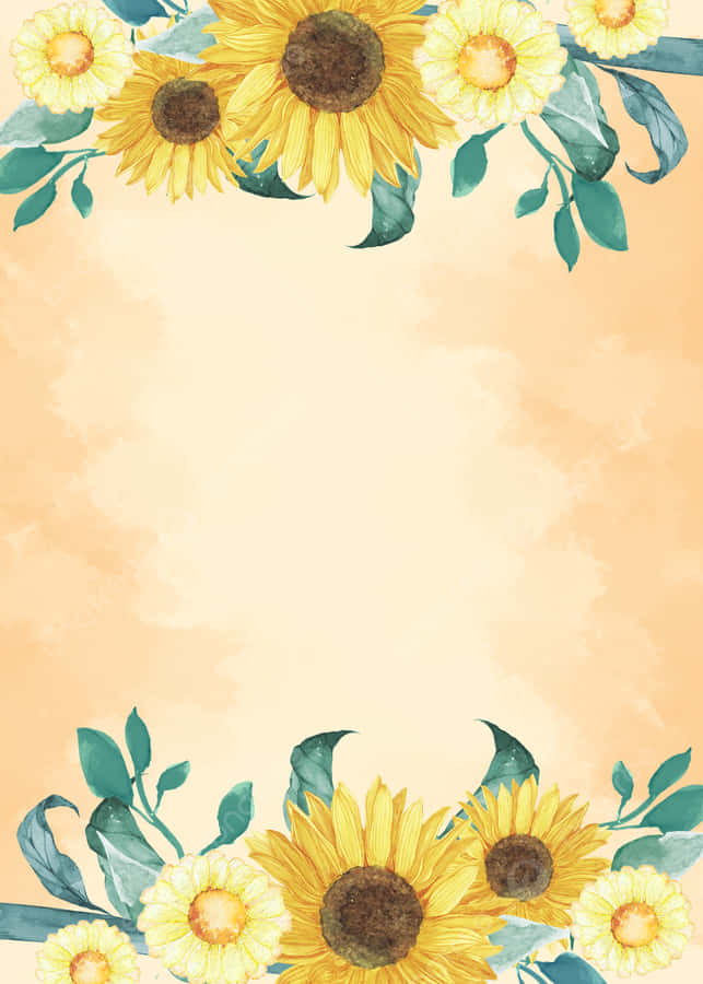 Border With Sunflower Phone Wallpaper