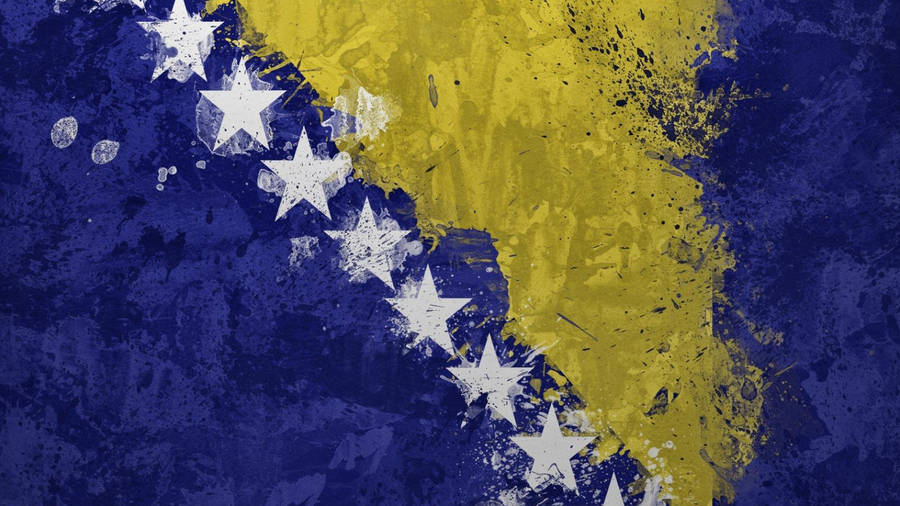 Bosnia And Herzegovina Painted Flag Wallpaper