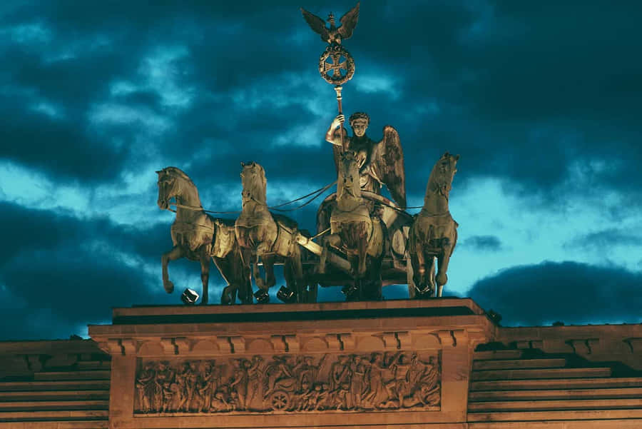 Brandenburg Gate Quadriga Dark Clouds Wallpaper