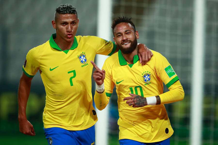 Brazil National Football Team Richarlison And Neymar's Friendship Wallpaper