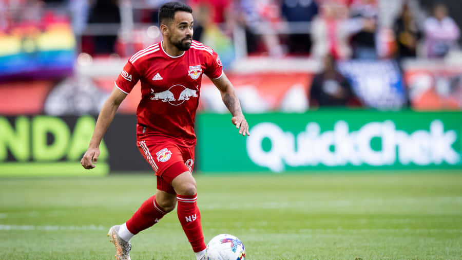 Brazilian Footballer Luquinhas In A Match At Red Bull Arena Wallpaper