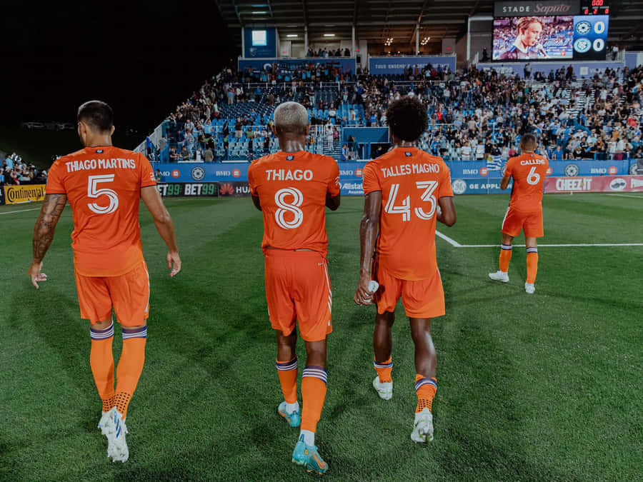 Brazilian Footballer Thiago Martins And New York City Fc Teammates Wallpaper