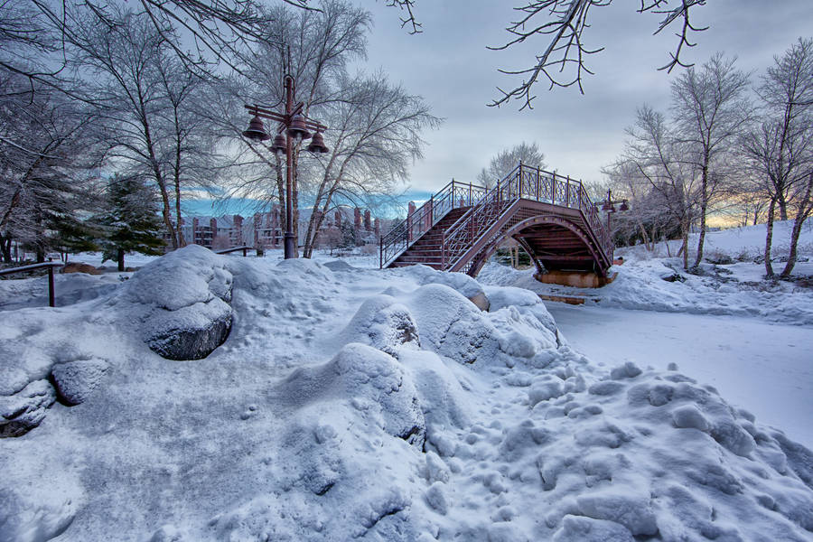 Bridge In Cool Winter Wallpaper