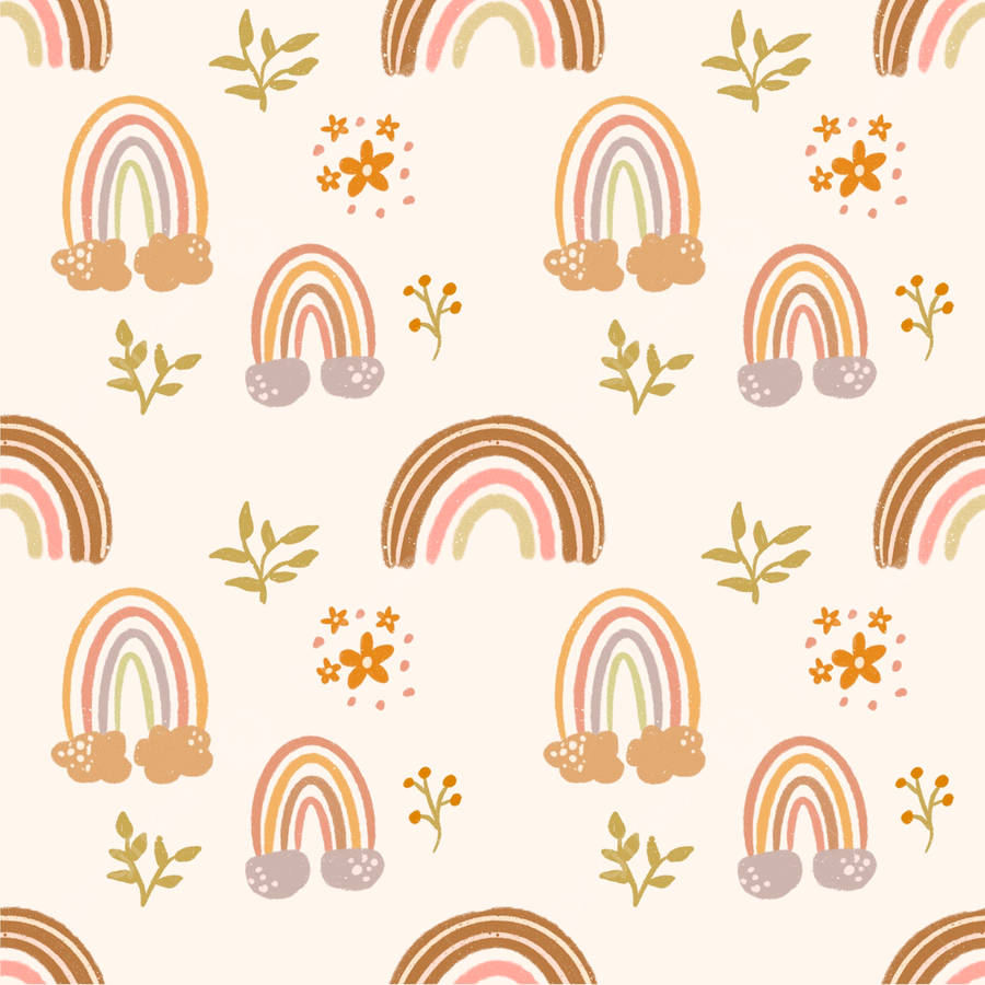 Bright And Colorful Boho Rainbow Over An Ocean Landscape Wallpaper