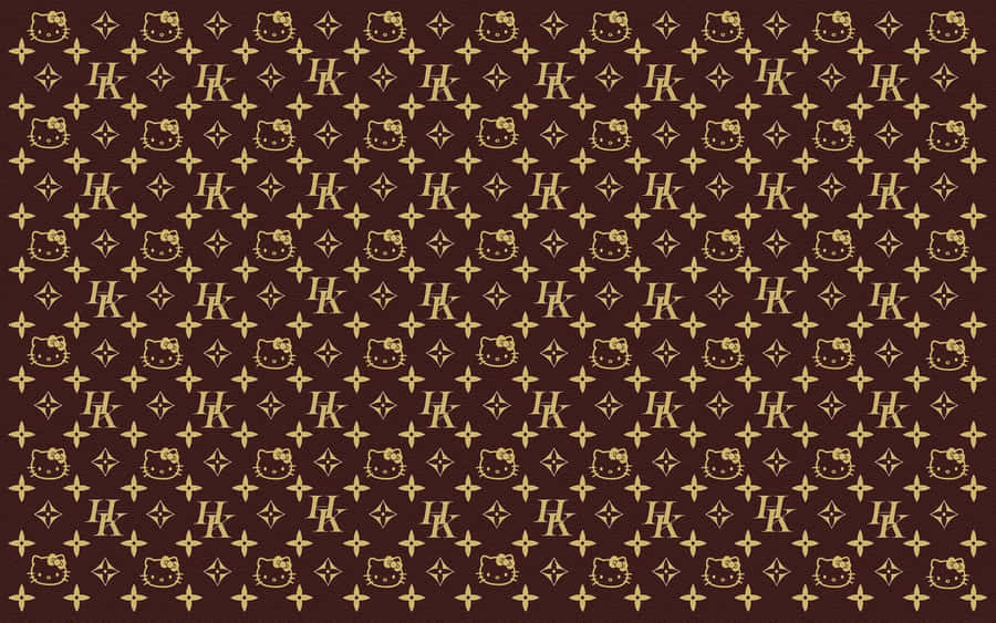 Brown Gold Hello Kitty Monogram Desktop Wallpaper