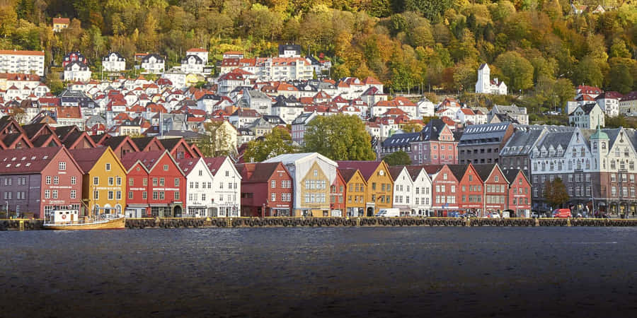 Bryggen Historic Haneseatic Wharf Bergen Wallpaper