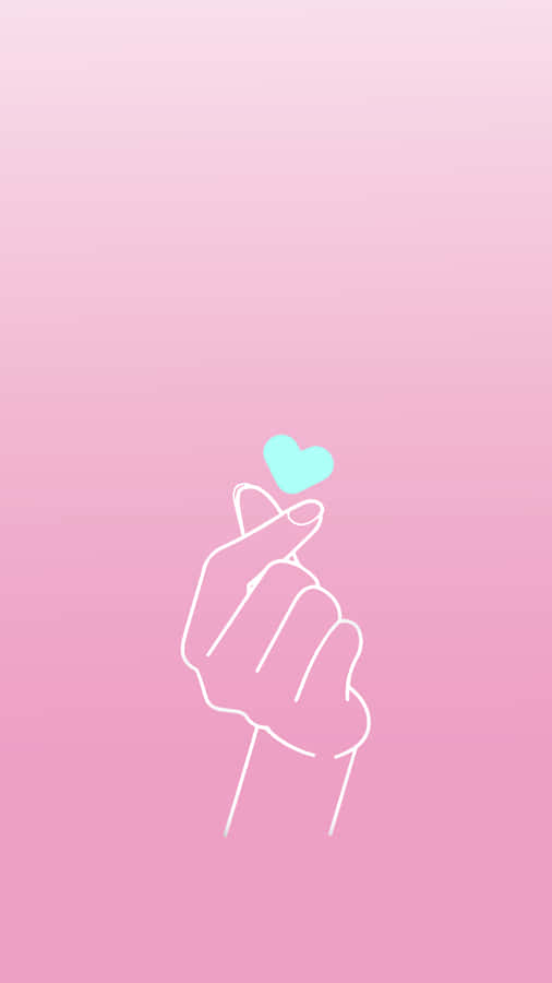 Bts Finger Heart Mint Blue Wallpaper